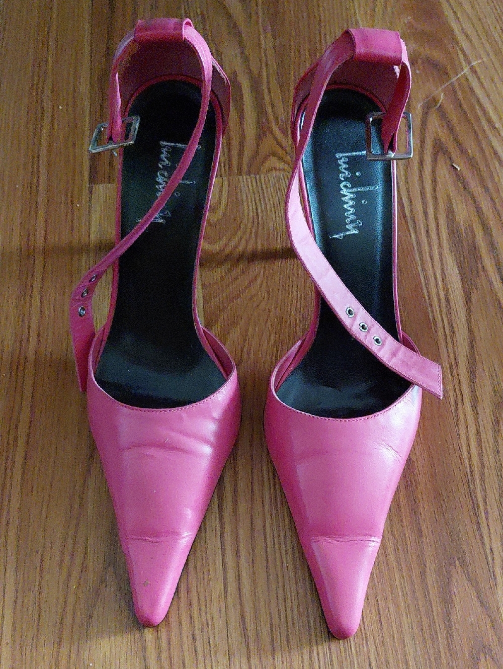 Women's Pink Pointed-Toe Ankle-Strap Heels by Unknown Brand